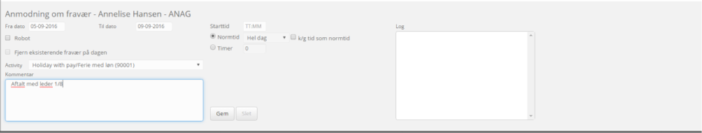 Fravaersregistrering Fra Dato