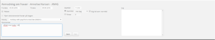 Fravaersregistrering Fra Dato