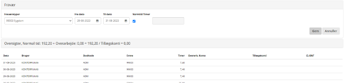 Registrering Af Fravaer Fravaerstyper