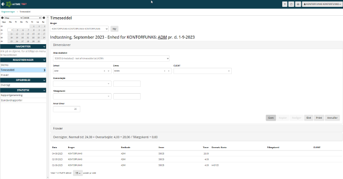Timeseddel Antal Timer 2