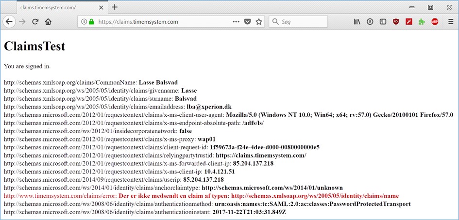 Test At I Sender De Rigtige Claims Error 2