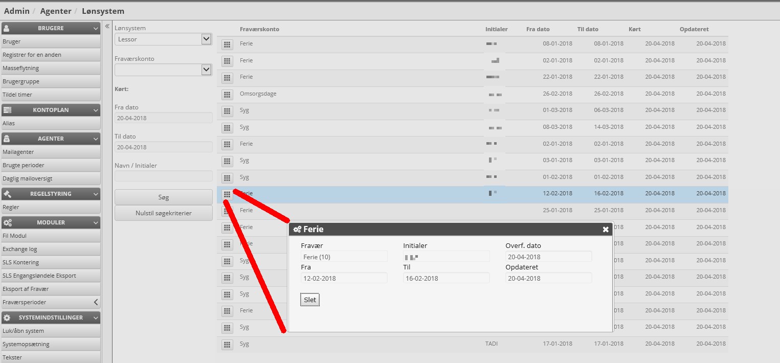 Export Af Fravaer Til Lessor