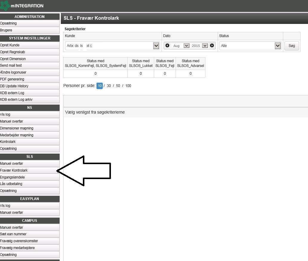 Sls Fravaer Kontrolark