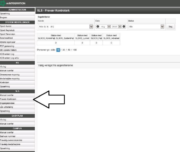 Sls Fravaer Kontrolark