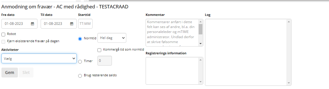 Status Felter I Fravaersbilledet