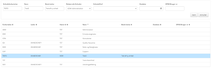 Oprettelse Af En Enhed Enhedschef
