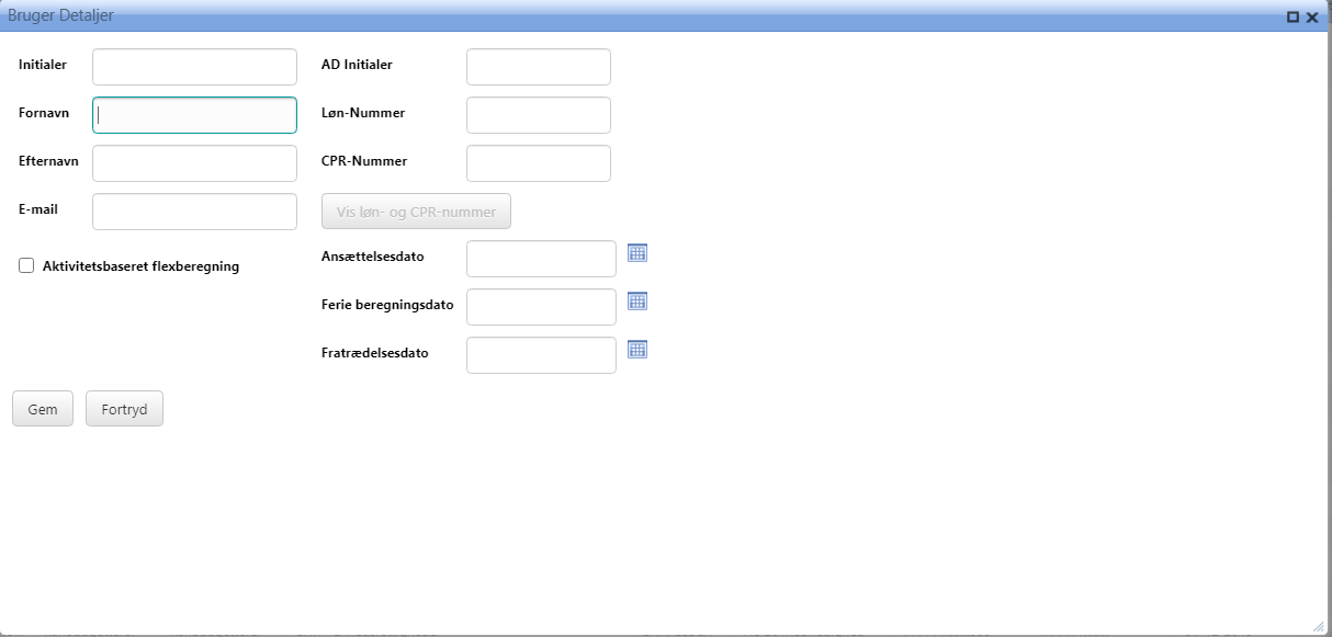 Oprettelse Af Ny Bruger Initialer