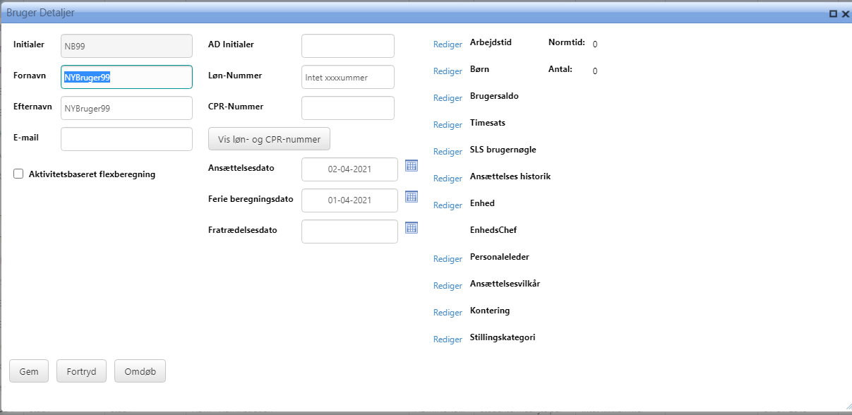 Oprettelse Af Ny Bruger