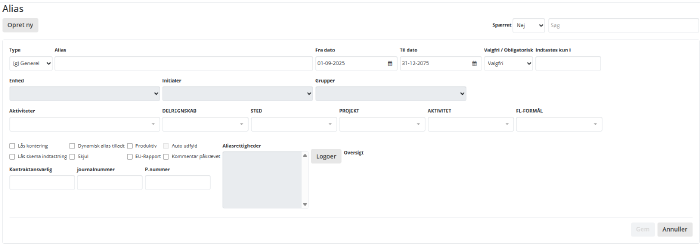 Opret Alias Dimensioner