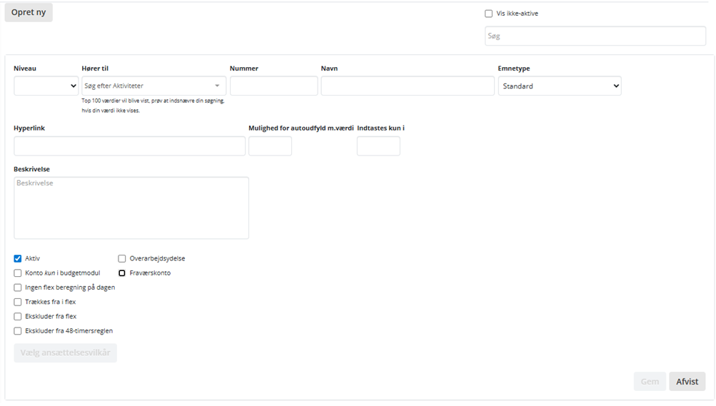 Opret Emne Aktivitet Alias