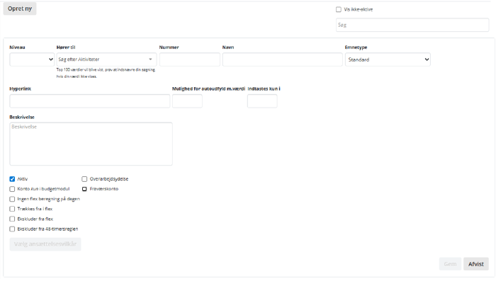 Opret Emne Aktivitet Alias