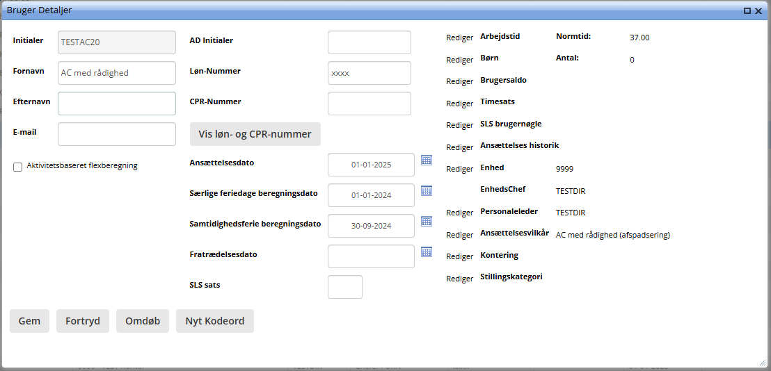 Oprettelse Af Ny Medarbejder Brugerdetaljer