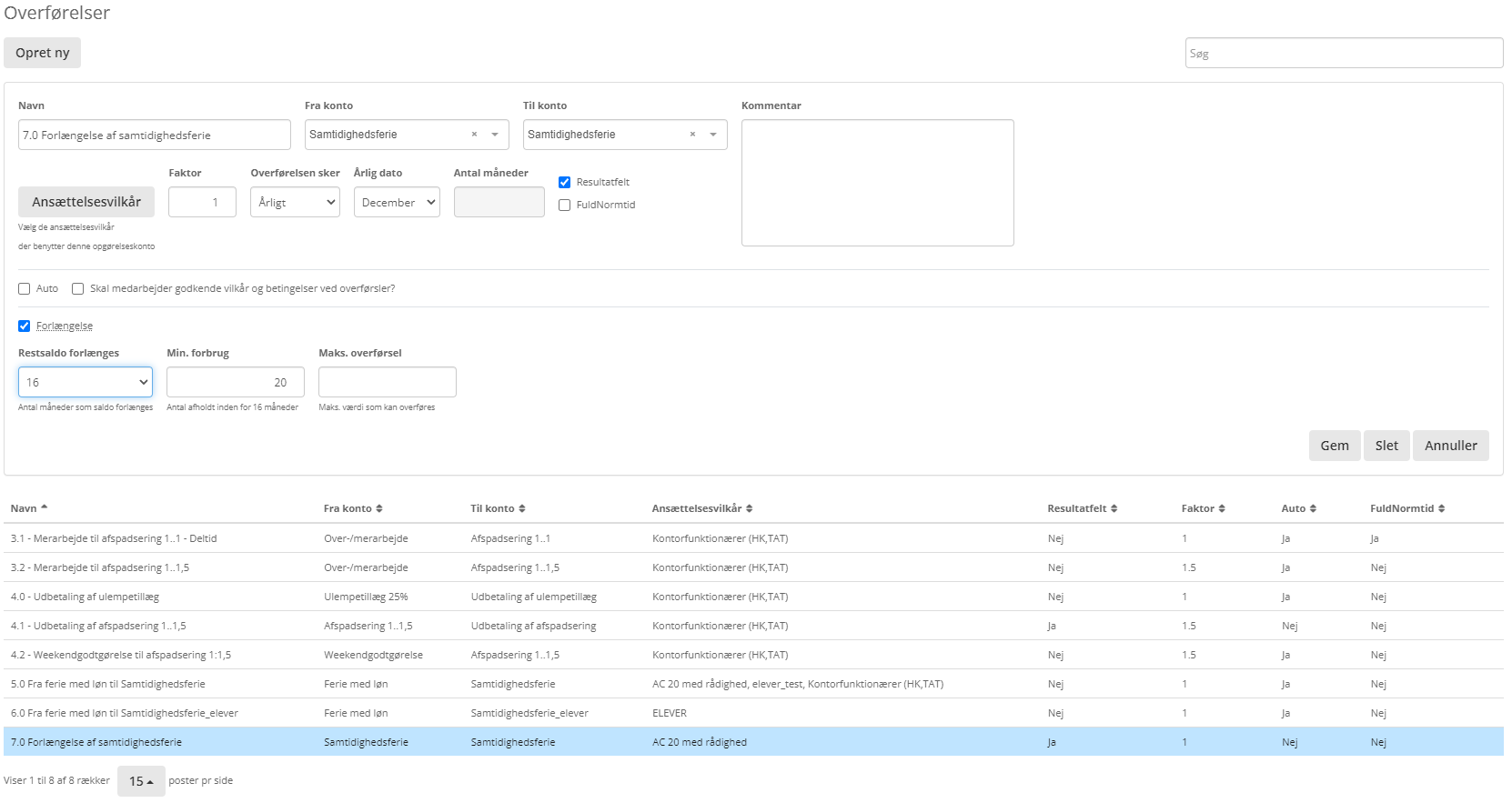 Opsaetning Af Overfoersel Af Ferie Maks Overf