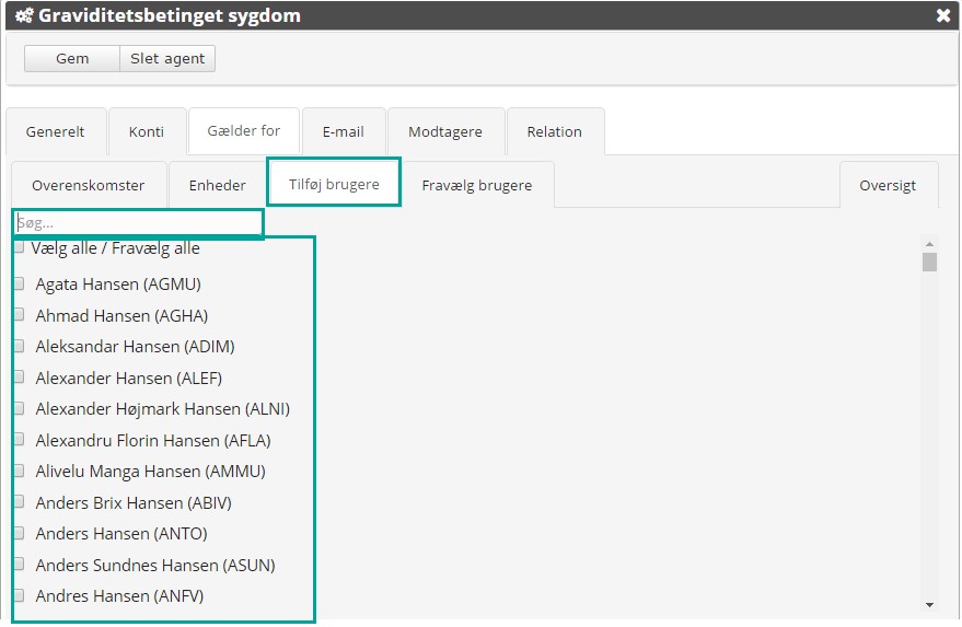 Mailagenter Tilfoej Brugere