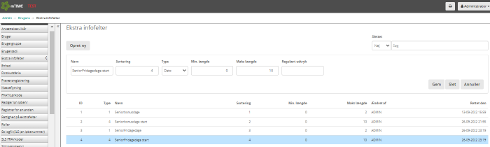 Oprettelse Af Ekstrafelter Seniorfridagedage
