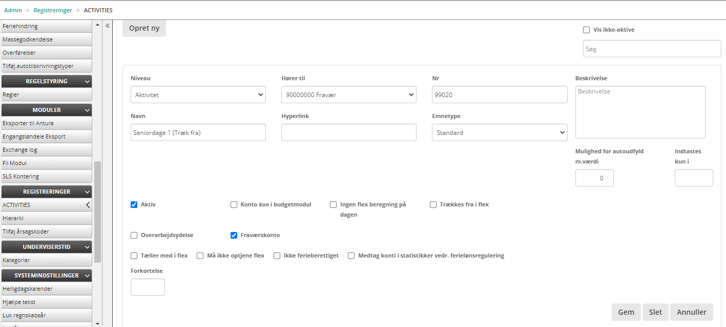 Oprettelse Af Fravaersaktivitet Oprettelse Af