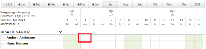 Opret En Vagt Excel Skemaet 2