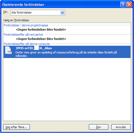 Eksisterende Dataforbindelse Udfoer