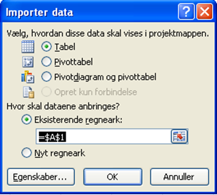 Eksisterende Dataforbindelse
