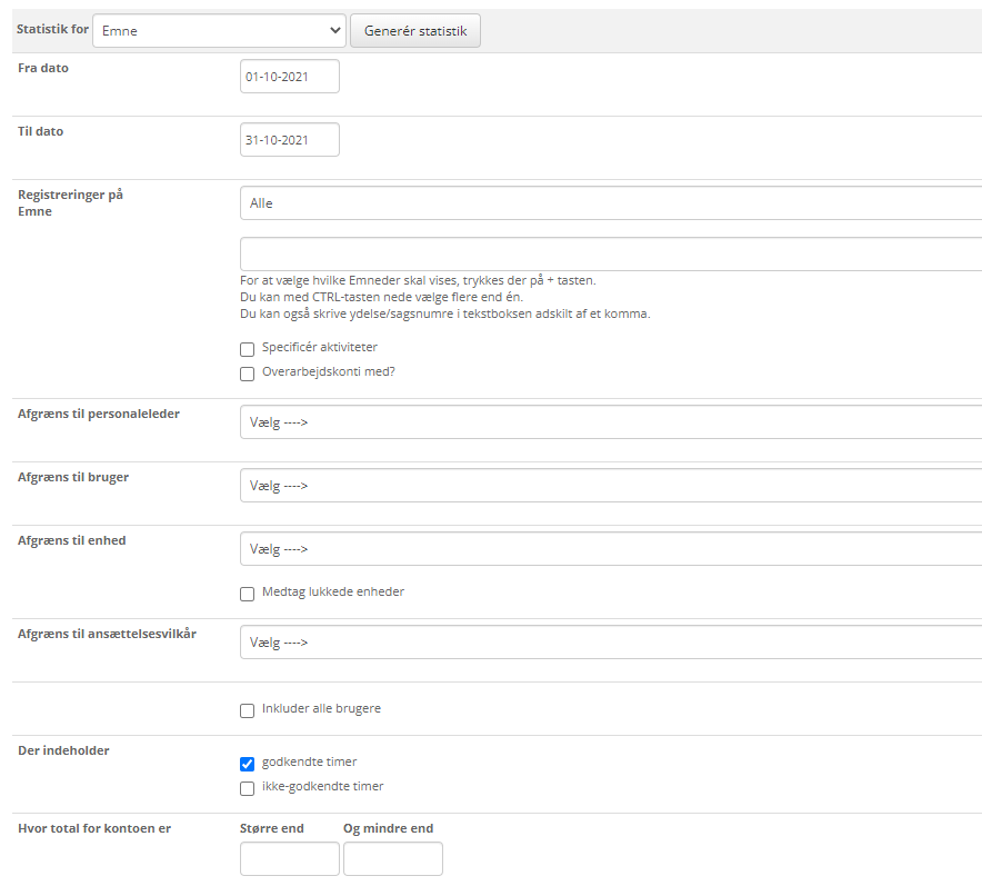 Valgmuligheder Eksempel