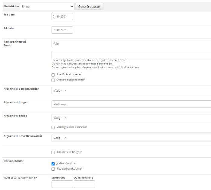 Valgmuligheder Eksempel